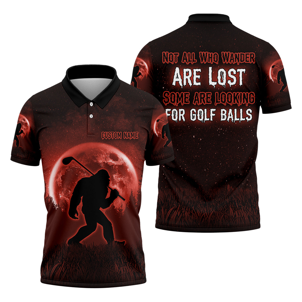 Not All Who Wander Are Lost Bigfoot Golf Polo Shirtens Golf Gift, Funny Golf Shirt