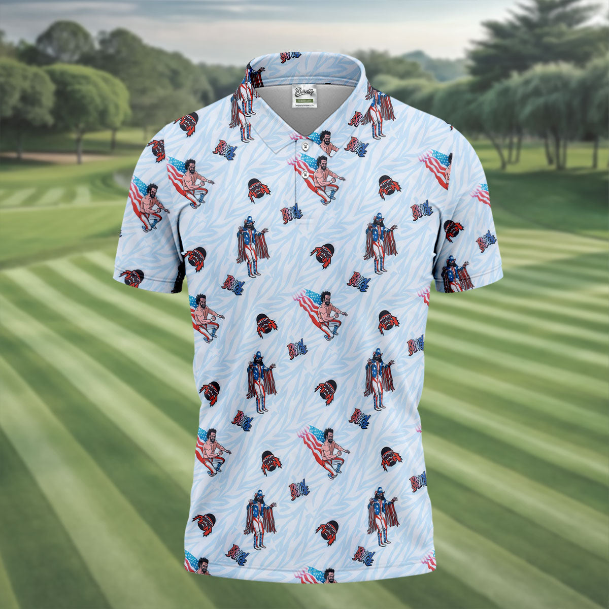 Randy Savage Patriotic Golf Shirt, Macho Man Golf Polo, Mens Golf Apparel