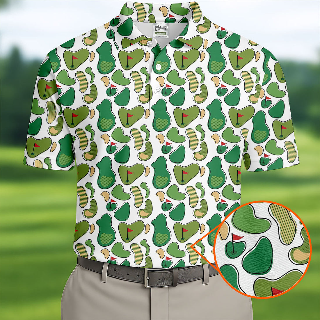 Mini Golf Course Seamless Pattern Men's Golf Polo Shirt Performance Golf Polos, Golf Shirts For Men