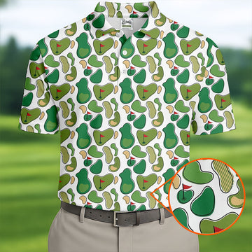 Mini Golf Course Seamless Pattern Men's Golf Polo Shirt Performance Golf Polos, Golf Shirts For Men