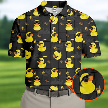 Yellow Rubber Duck Men's Funny Golf Shirts, Black Golf Shirt, Polo ShirtFor Men, Golf Shirts For Men