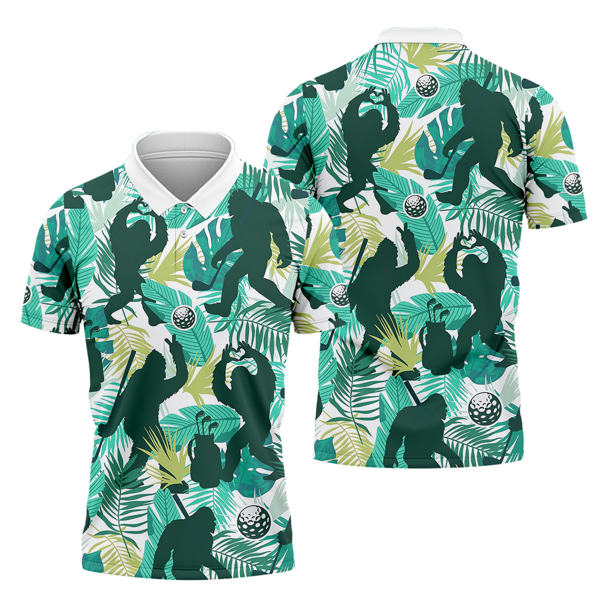 Bigfoot Sasquatch Golf Polo ShirtFunny Golf Shirt, Men Golf Gifts