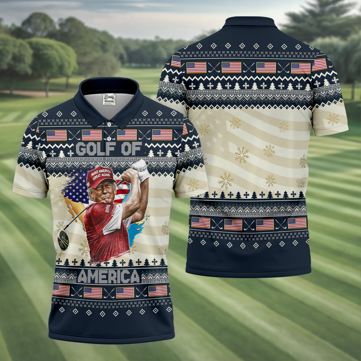 Trump Golf Of America Christmas Golf Shirt Men's Golf Polo Shirtny Golf Shirt, Dad Golf Gift
