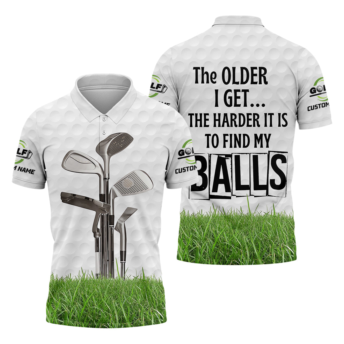 The Older I Get The Harder It Is To Find My Balls Custom Men's Golf Polo ShirtFunny Golf Shirt, Dad Golf Gift