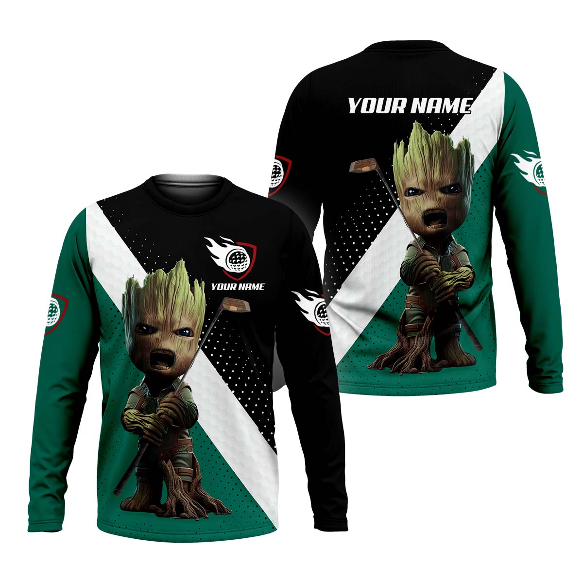 Angry BabyGroot Custom Golf Polo ShirtGift For Golfers, Golf Gift Ideas