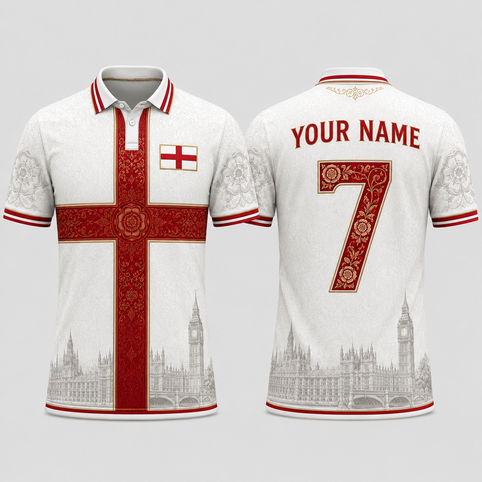 St. George's Cross Fooball Shirt, England Football Flag V-NeckMen Football Lover, Football Gifts