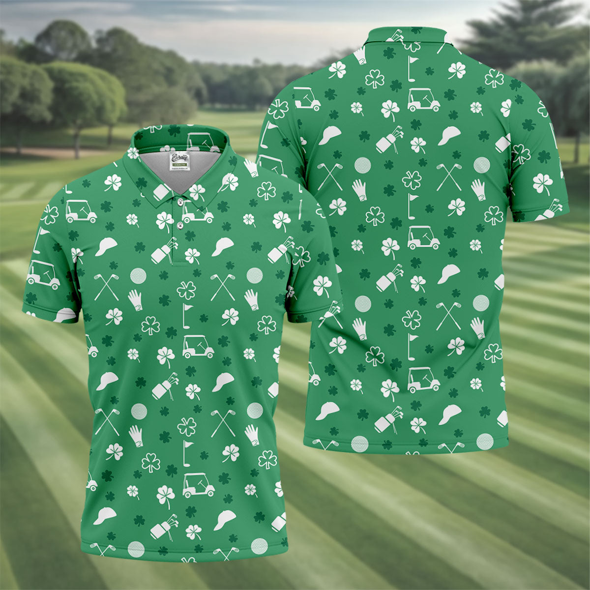 Golf Items Seamless Pattern St. Patrick’s Day Shamrock Golf Shirt, Polo ShirtFor Men, Golf Shirts For Men