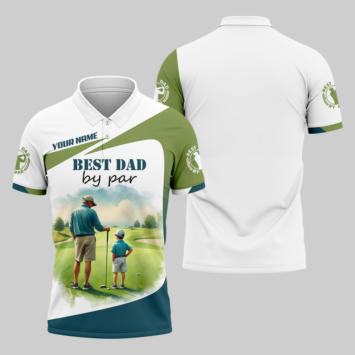 Custom Best Dad By Par Golf Polo ShirtFather And Son Shirt, Gift For Golfers