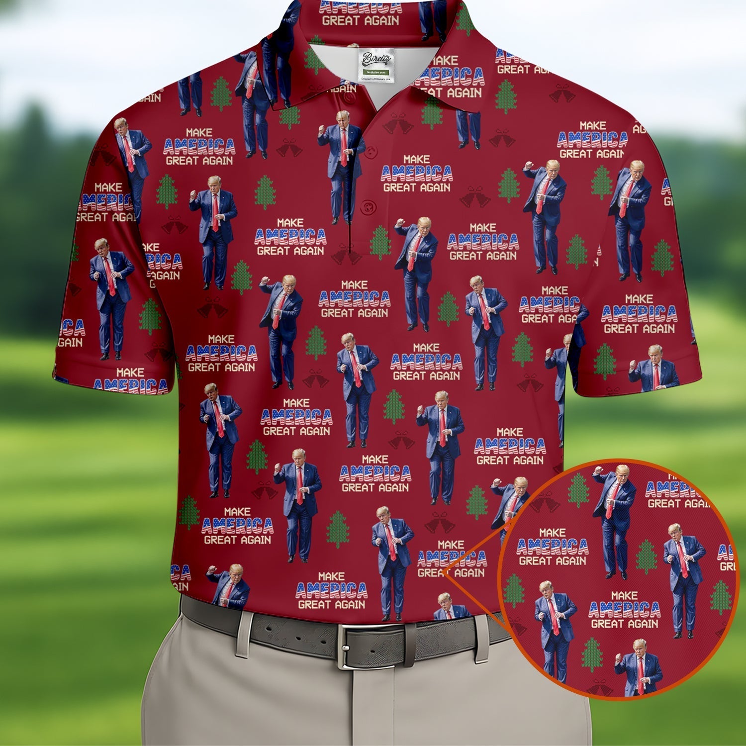 Make America Great Again Christmas Golf Trump Dancing Men's Golf Polo Shirtn Golf Polos, Golf Apparel