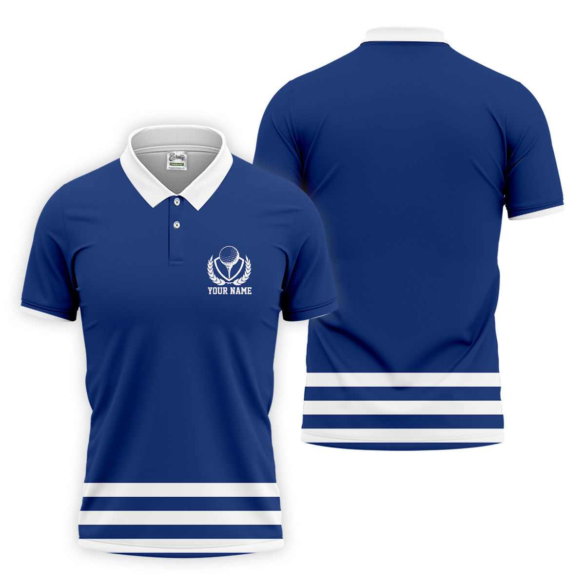 Blue And White Striped Golf Shirt, Golf Tops For Men, Mens Golf Polo Shirt Cool Golf Gifts, Golfing Apparel
