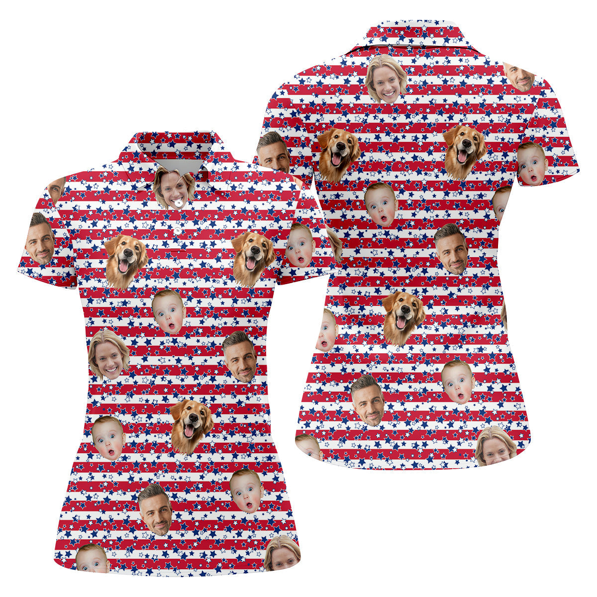 Custom Face Shirt, Personalized Dog Shirts, Golf Tops For Women, Family Portrait Golf Shirt, Patriotic Golf Polos, Long Sleeve Golf Shirts