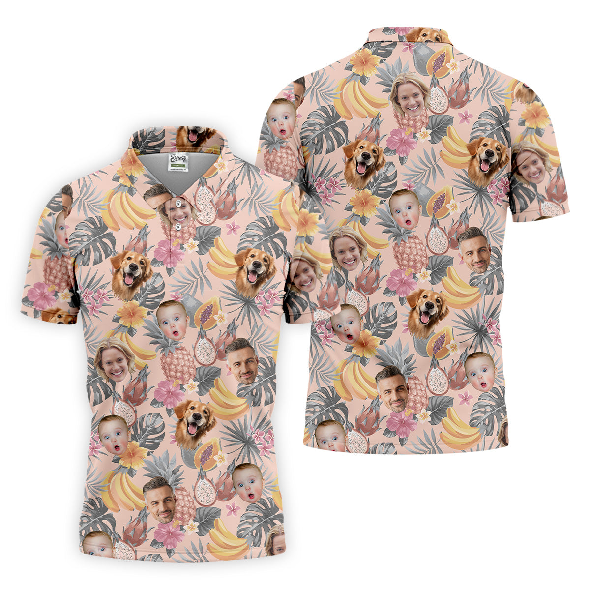 Pink Tropical Fruit, Vintage Hawaiian Shirts, Hawaiian Golf Shirts, Custom Pet Shirt, Best Golf Gifts Men