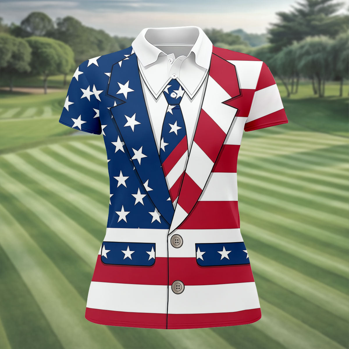 US Flag Costume Patriotic 4th Of July Golf Shirt, 250 Years Golf Shirt For Women