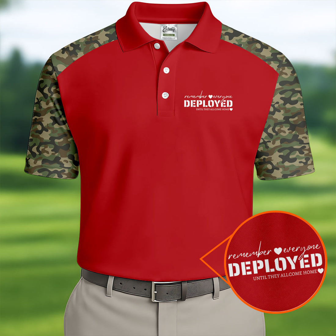 Remember Everyone Deployed Camo Red Patriotic 4th Of July Golf Shirt, 250th Anniversary Golf Shirts For Men