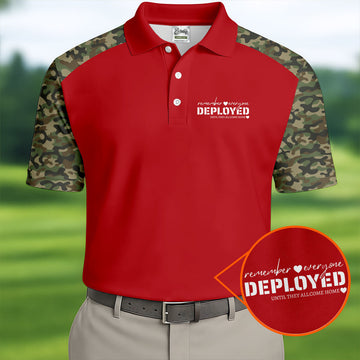 Remember Everyone Deployed Camo Red Patriotic 4th Of July Golf Shirt, 250th Anniversary Golf Shirts For Men