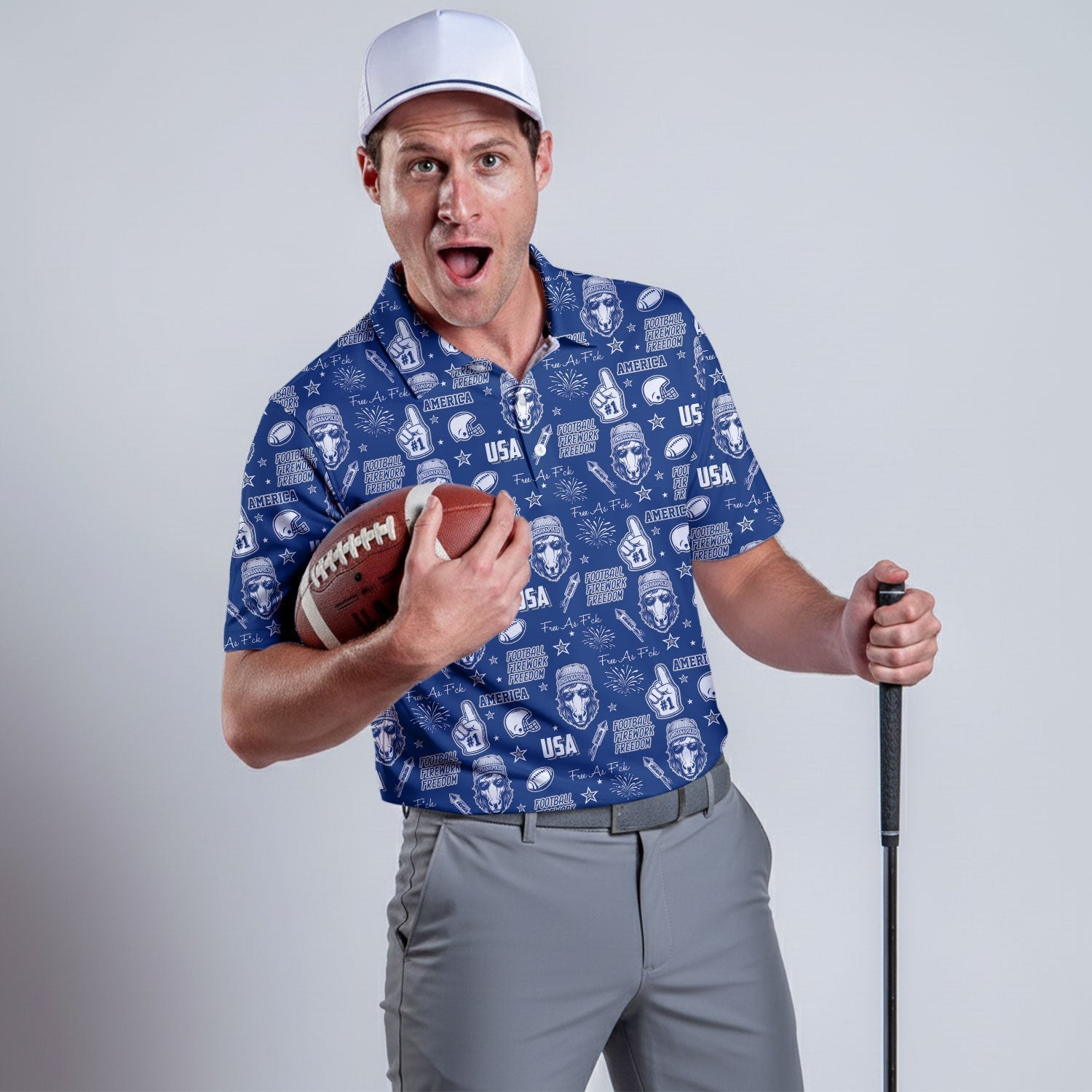 Anthropomorphic Horse Speed Blue Sport Polo, American Football League Gift Ideas For Football Fans