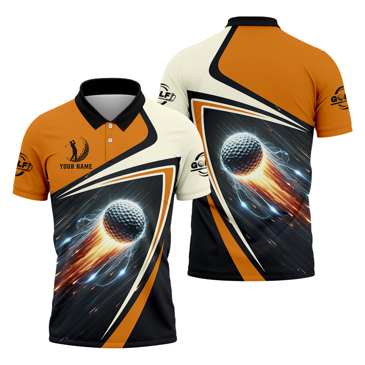 Custom Golf Ball Men's Golf Polo ShirtGolfing Apparel, Golf Gifts For Men
