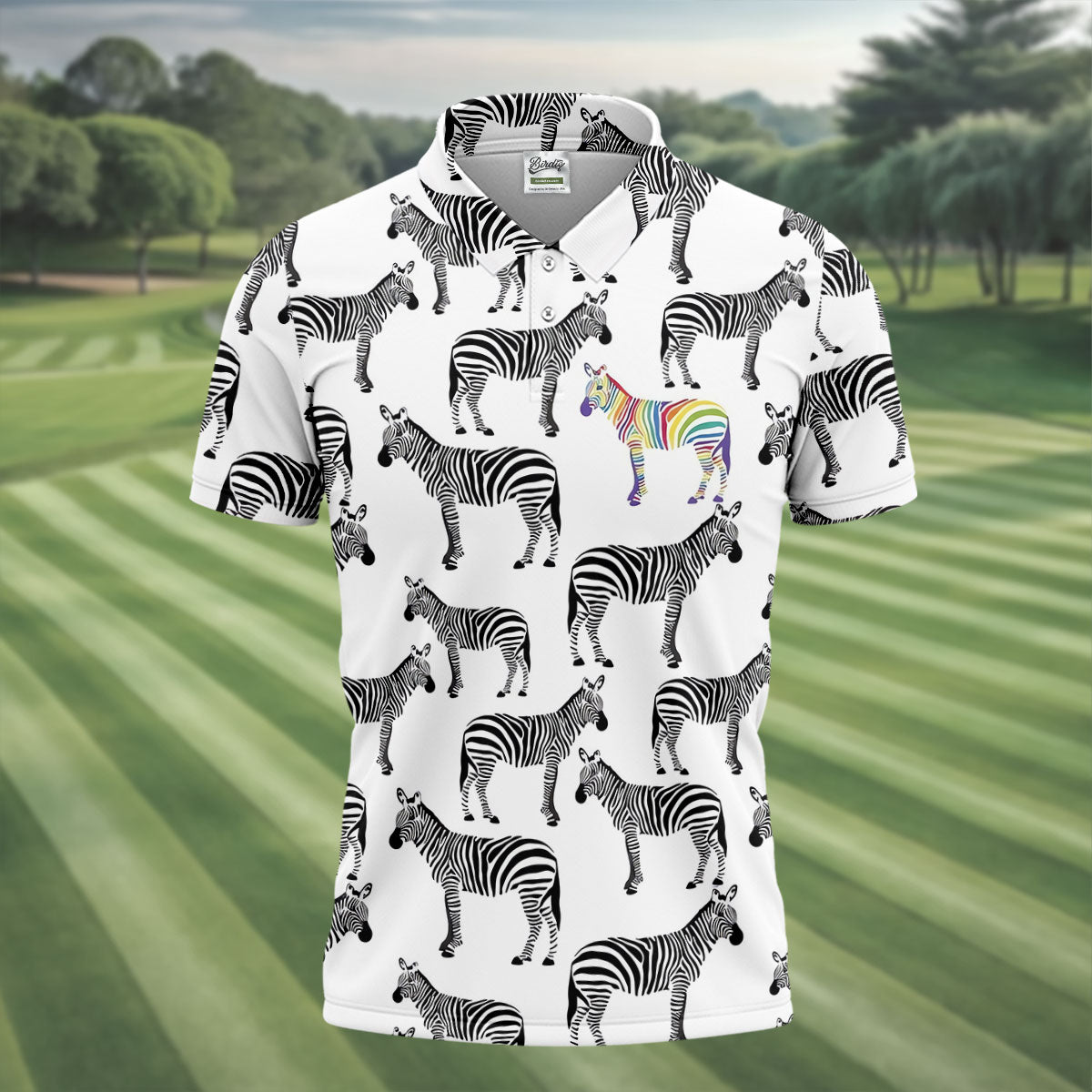 Rainbow Zebra Be Yourself Pride Month Support Golf Tops For Men, LGBT Community Polo Shirt Men