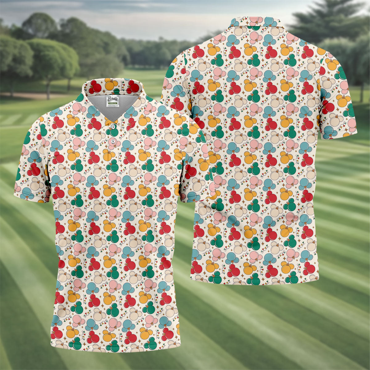 Colorful Christmas Fun Men's Golf Polos, Gifts For Golf Lovers, Polo ShirtFor Men, Christmas Golf Shirt