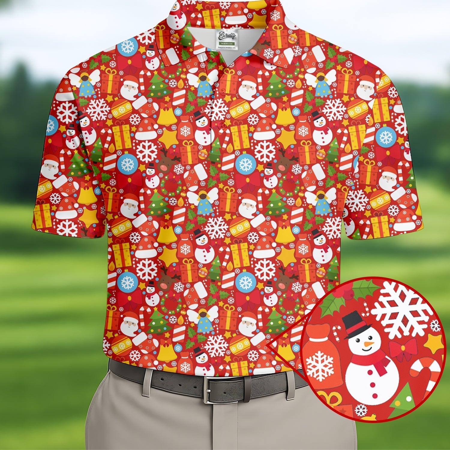 Festive Christmas Red Golf Shirt, Christmas Golf Shirt, Polo ShirtFor Men, Golf Gift For Men, Golfing Apparel
