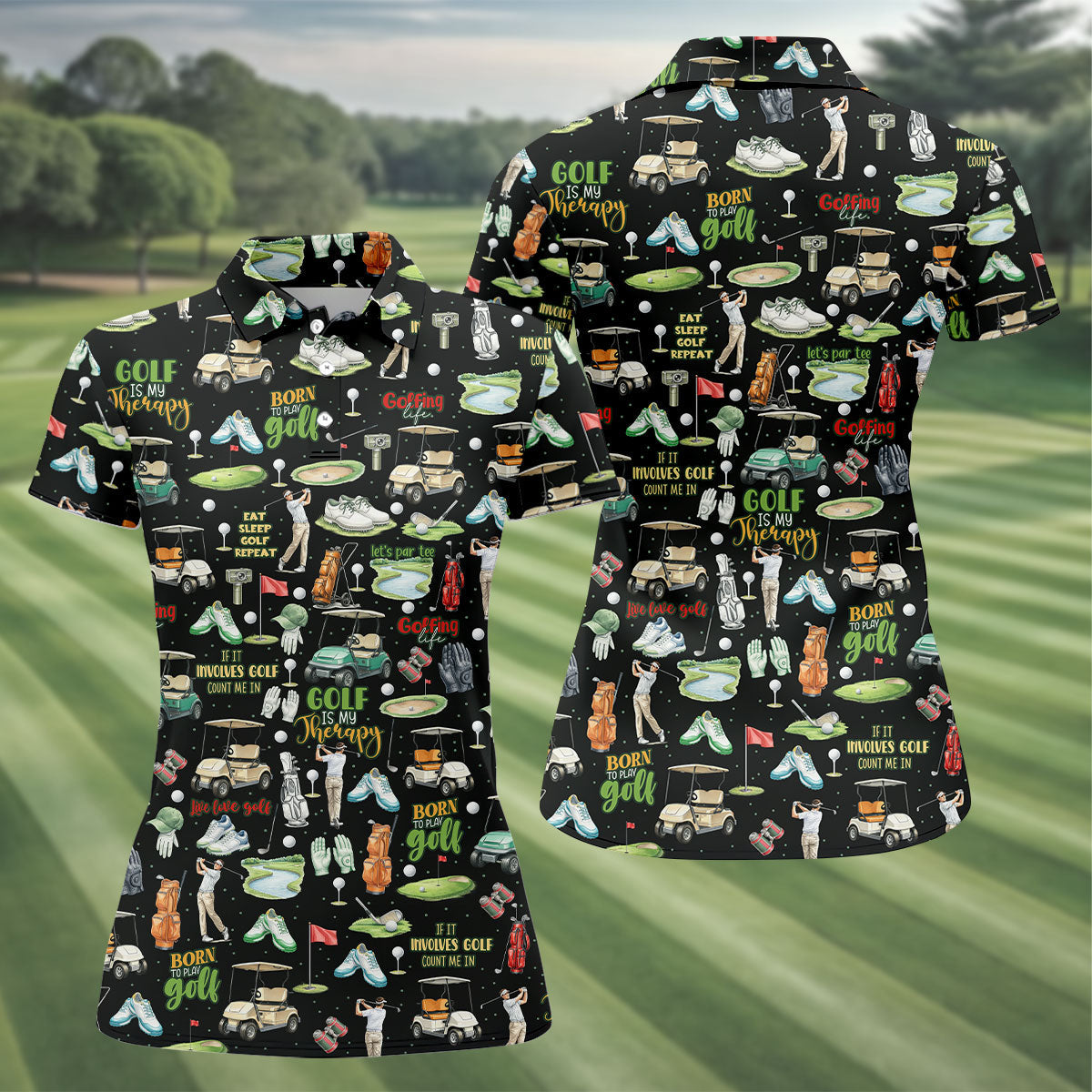 Born To Play Golf Let's Par Tee Black Golf Shirt, Fun Women's Golf Shirts, Ladies Golf Shirts, Golfing Apparel