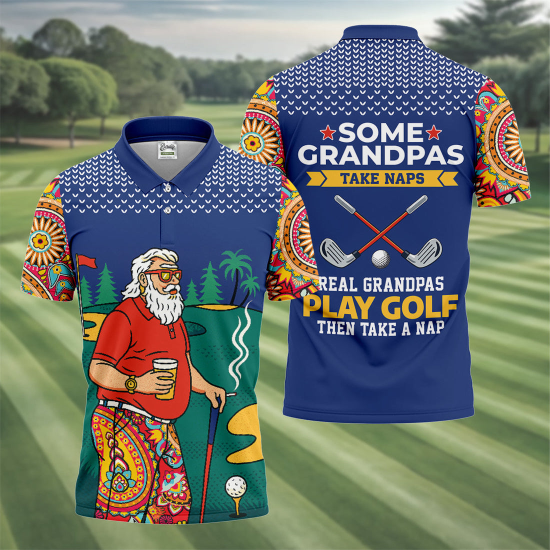 Real Grandpas Play Golf Then Take A Nap Funny Golf Shirt, Golf Shirts For Men, Golf Gift For Dad
