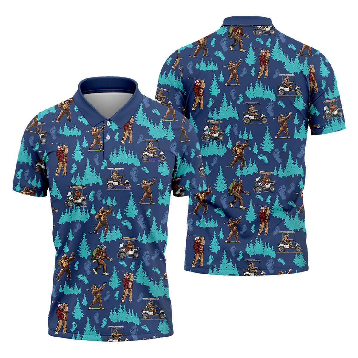 Bigfoot Sasquatch Custom Men's Golf Polo ShirtBigfoot Golf Shirt, Funny Golf Gifts