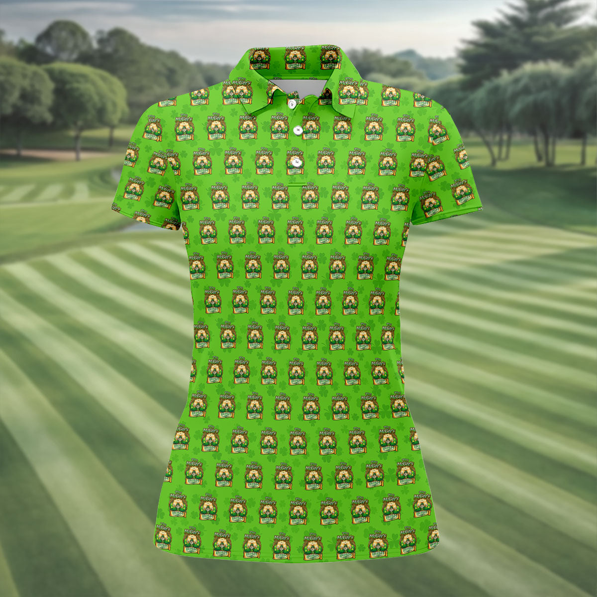 Green St Patrick's Day Funny Adult Shamrock Golf Shirt, Women's Golf Tops, Ladies Golf Polos