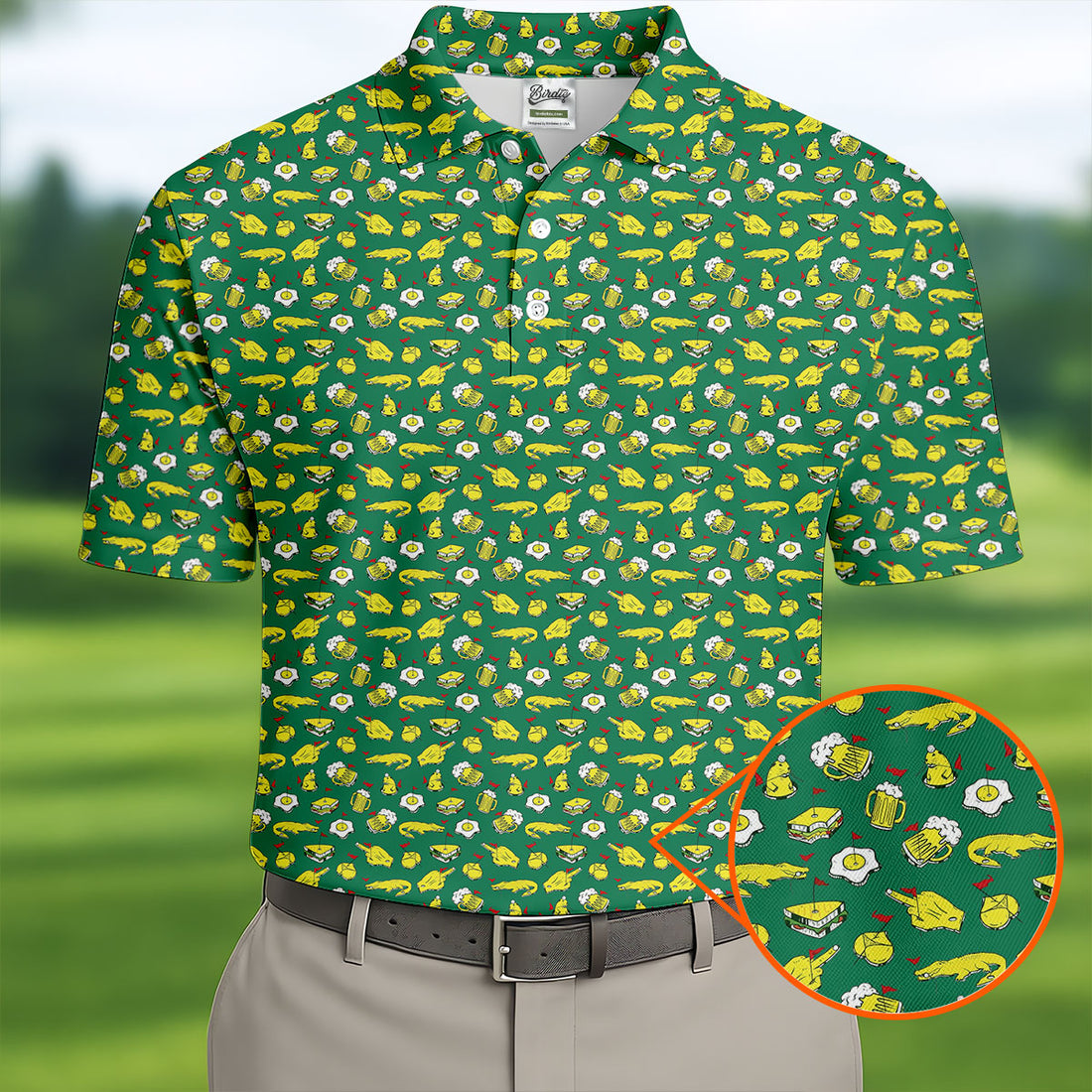 Fried Egg Sandwich Aligator Beer Golf Tournament Men's Funny Golf Shirts, Golf Shirts For Men, Polo ShirtFor Men