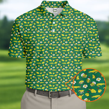 Fried Egg Sandwich Aligator Beer Golf Tournament Men's Funny Golf Shirts, Golf Shirts For Men, Polo ShirtFor Men