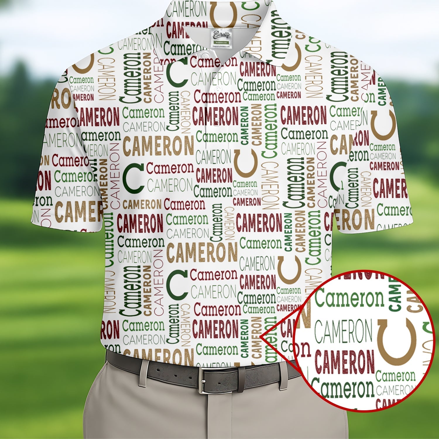 Cameron Pattern Christmas Golf Tops For Men, Christmas Golf Shirt, Men Golf Apparel