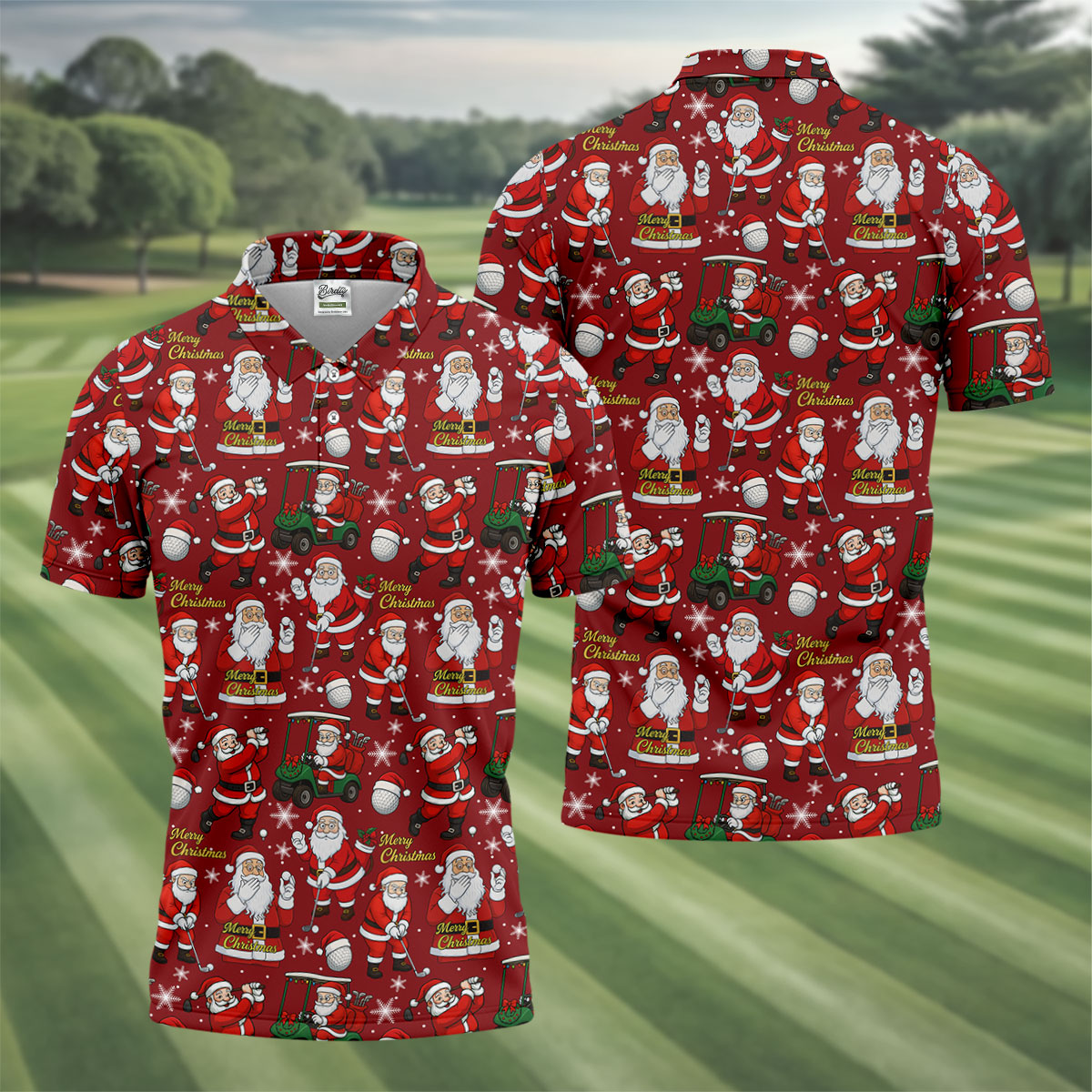 Funny Santa Golfing Christmas Polo Shirt Christmas Golf Shirt, Polo ShirtFor Men, Golf Gift For Men