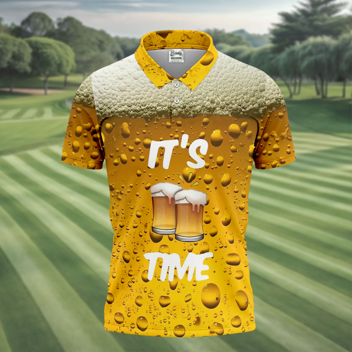 It's Time Golf And Beer Men's Funny Golf Shirts, Hawaiian Golf Shirt, Polo Shirtor Men