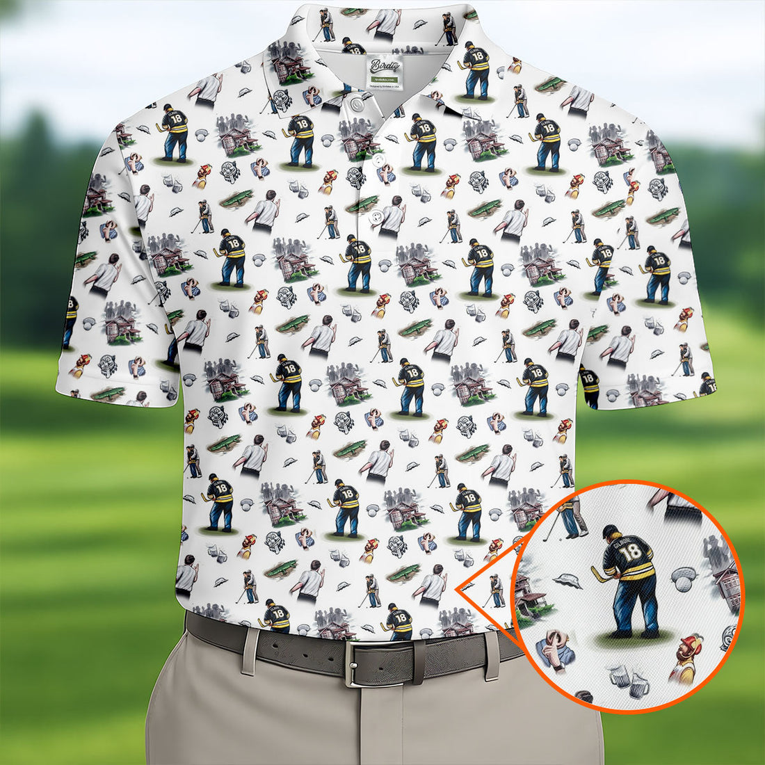 30th Anniversary Sport Movie Character Iconic Moments White Golf Shirt, Men's Funny Golf Shirts, Golf Shirts For Men