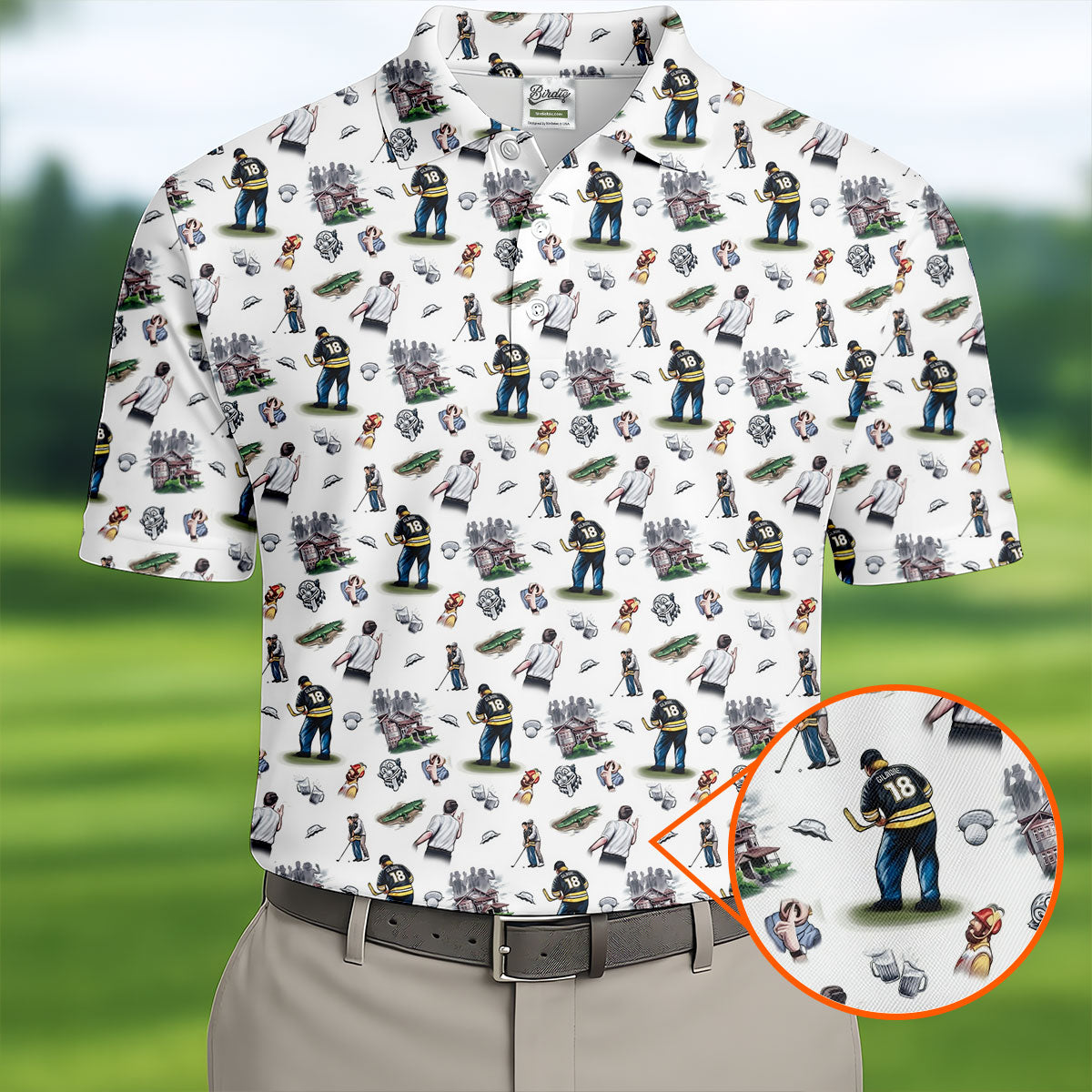 30th Anniversary Sport Movie Character Iconic Moments White Golf Shirt, Men's Funny Golf Shirts, Golf Shirts For Men