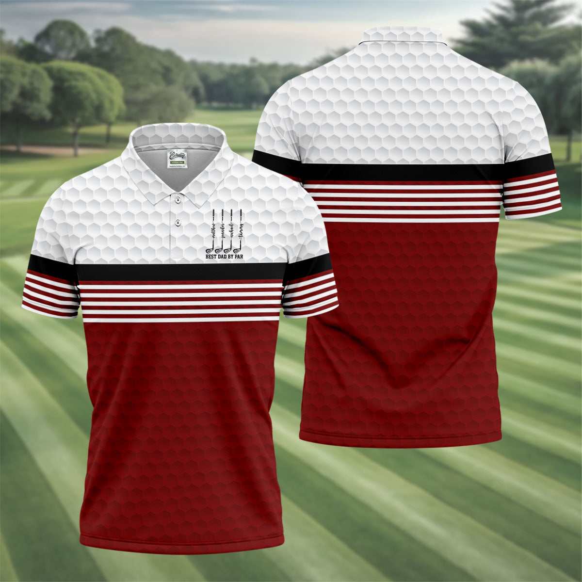 Best Dad By Par Golf Ball Pattern Father's Day Golf Shirt, Golf Gift For Dad, Polo Shirtor Men