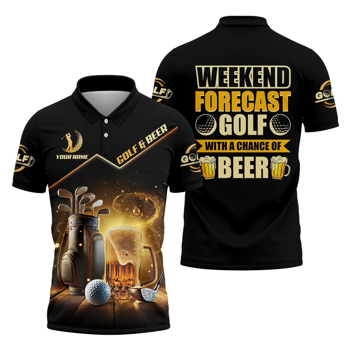 Golf And Beer Custom Men's Golf Polo ShirtBeer Golf Shirt, Gift For Golfers