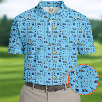 Dad Life Doodle Pattern Funny Golf Shirts, Father's Day Golf Shirt, Golf Gift For Dad