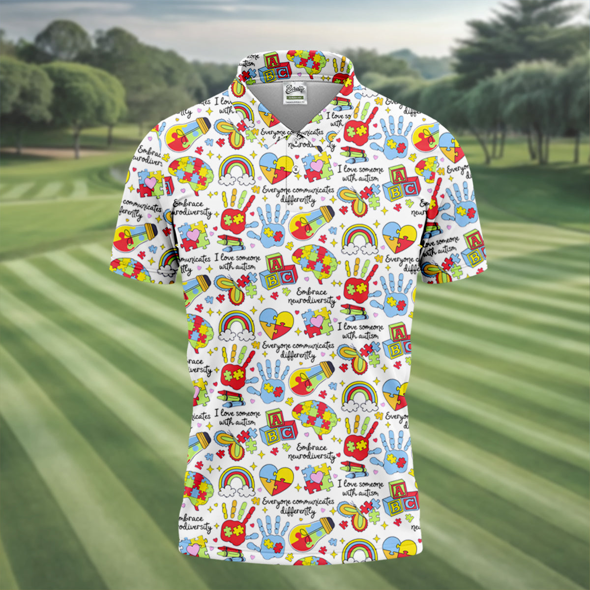 I Love Someone With Autism White Golf Shirt, Autism Awareness Color Ladies Golf Shirts, Ladies Golf Polos