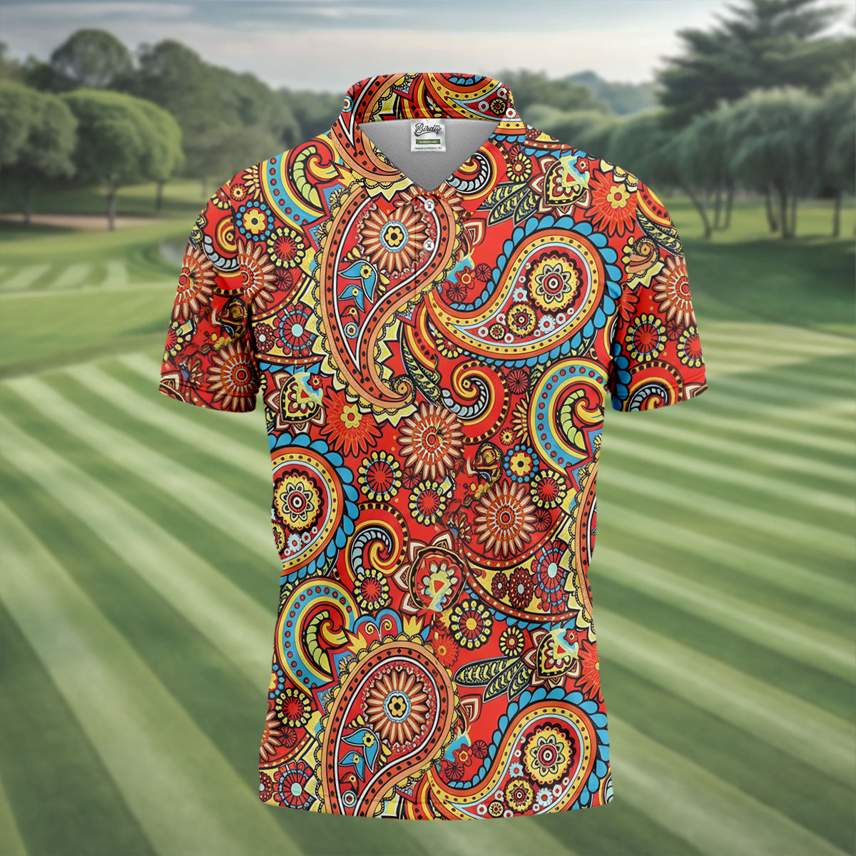 Paisley Design Golf Tops For Men, Boho Pattern Golf Shirts For Men, Polo Shirtor Men