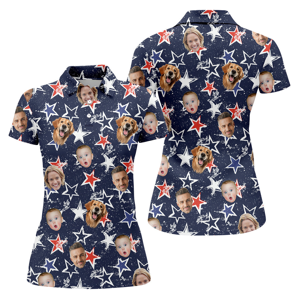 Golf Tops For Women, Family Portrait Golf Shirt, Custom Face Shirt, Personalized Dog Shirts, Patriotic Golf Polos, Long Sleeve Golf Shirts