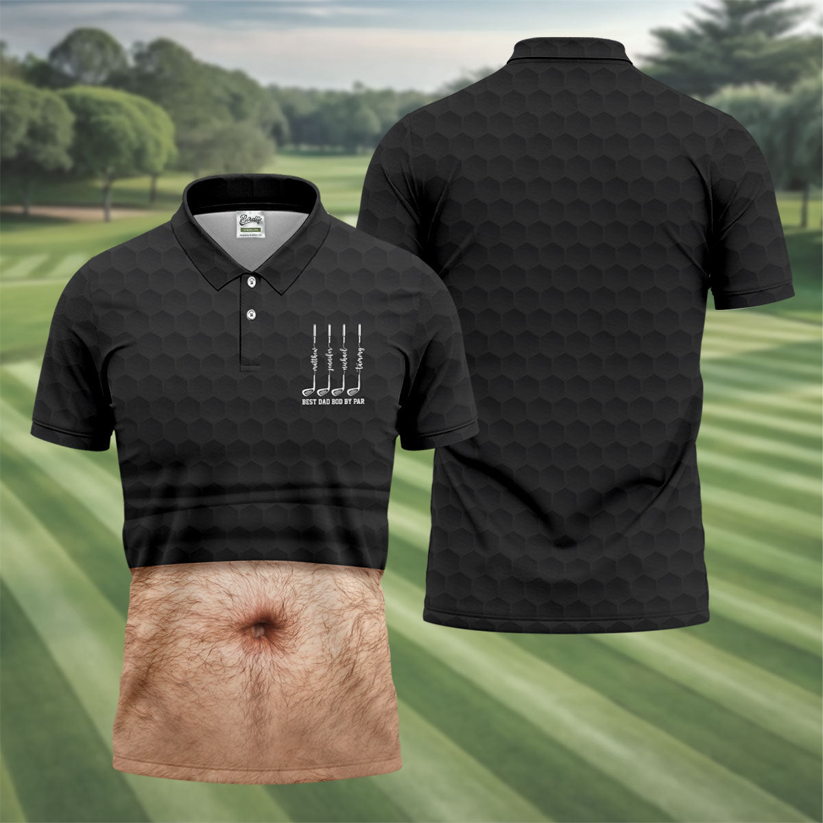 Best Dad Bod By Par Black Men's Funny Golf Polo Shirtr's Day Golf Shirt, Golf Gift For Dad