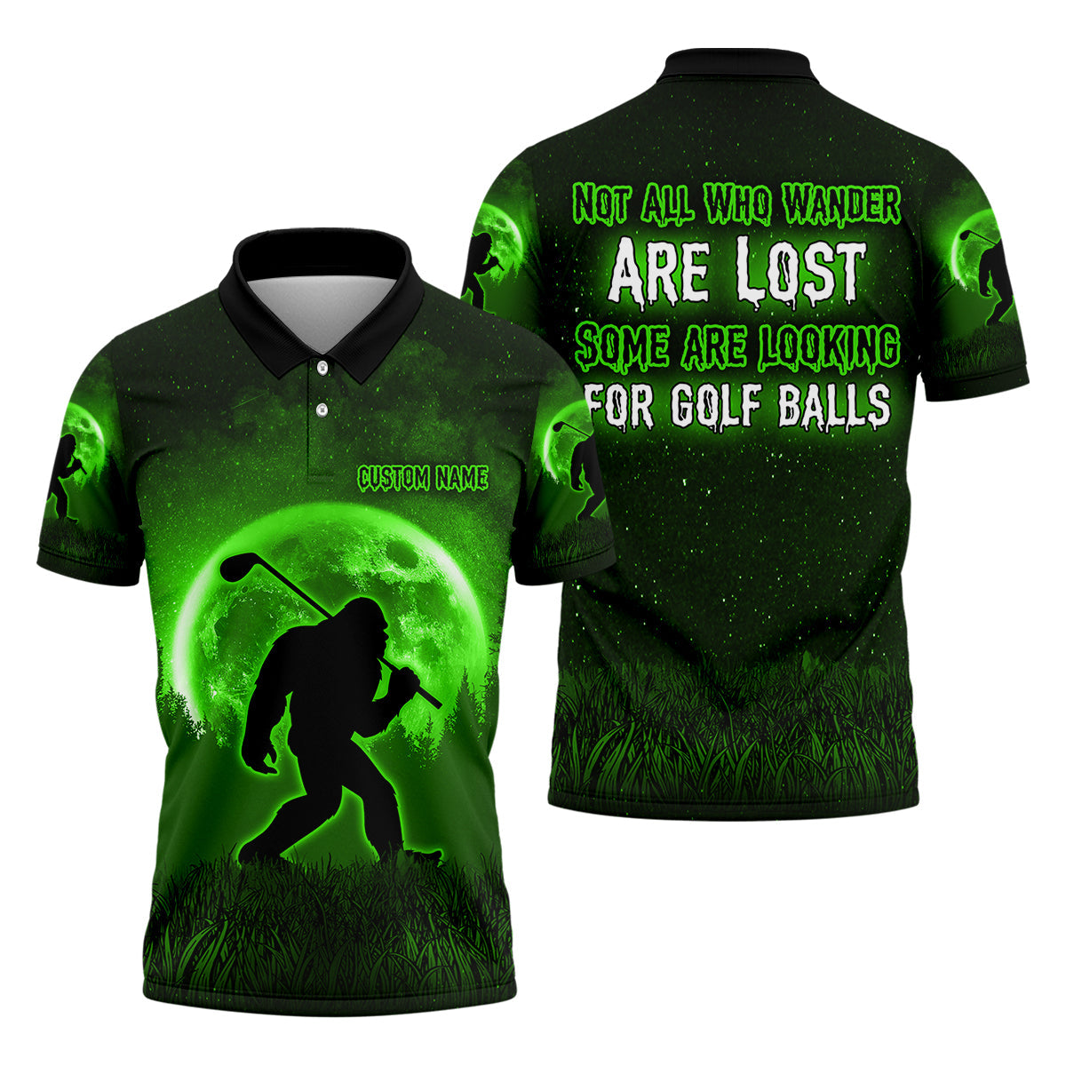 Not All Who Wander Are Lost Bigfoot Golf Polo Shirtens Golf Gift, Funny Golf Shirt