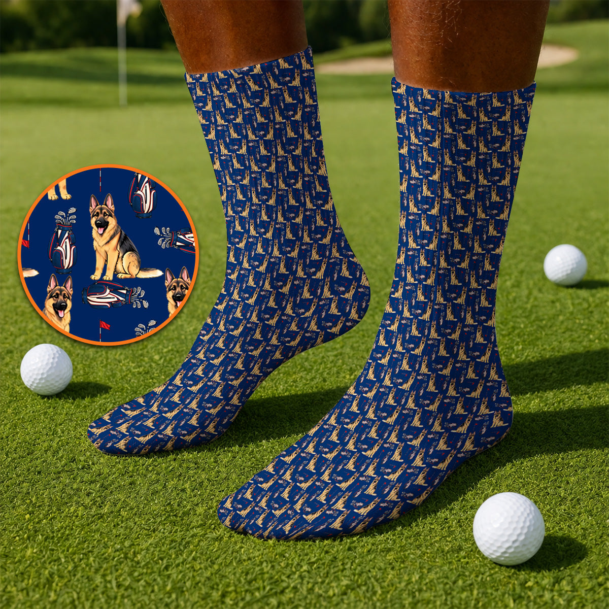 German Shepherd Golf Socks, Funny German Pattern Golf Sock, Golf Gift For Golfers