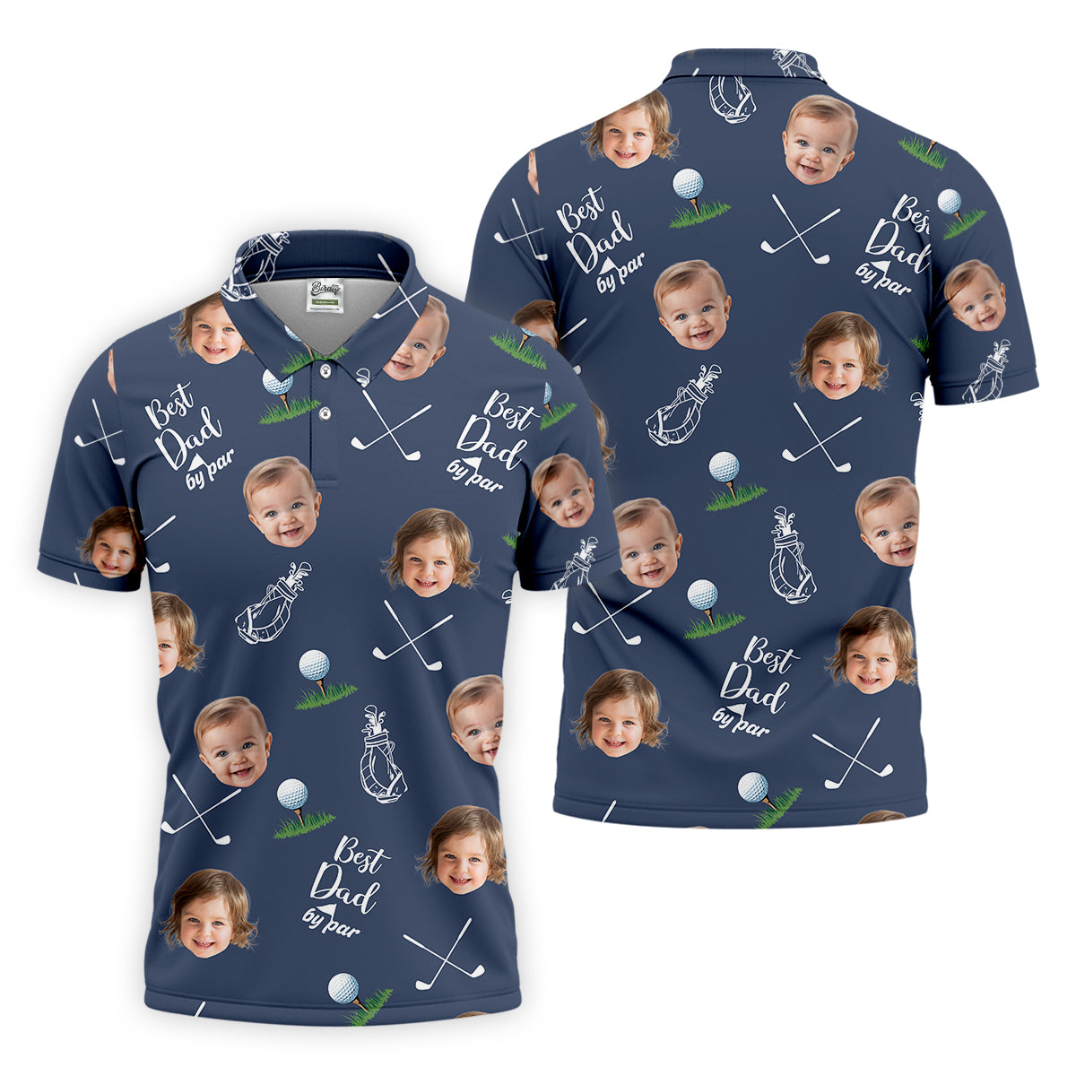Best Dad By Par Custom Photo Golf Shirt, Fun Golf Shirt, Best Golf Gift For Dad, Dad Golf Gift