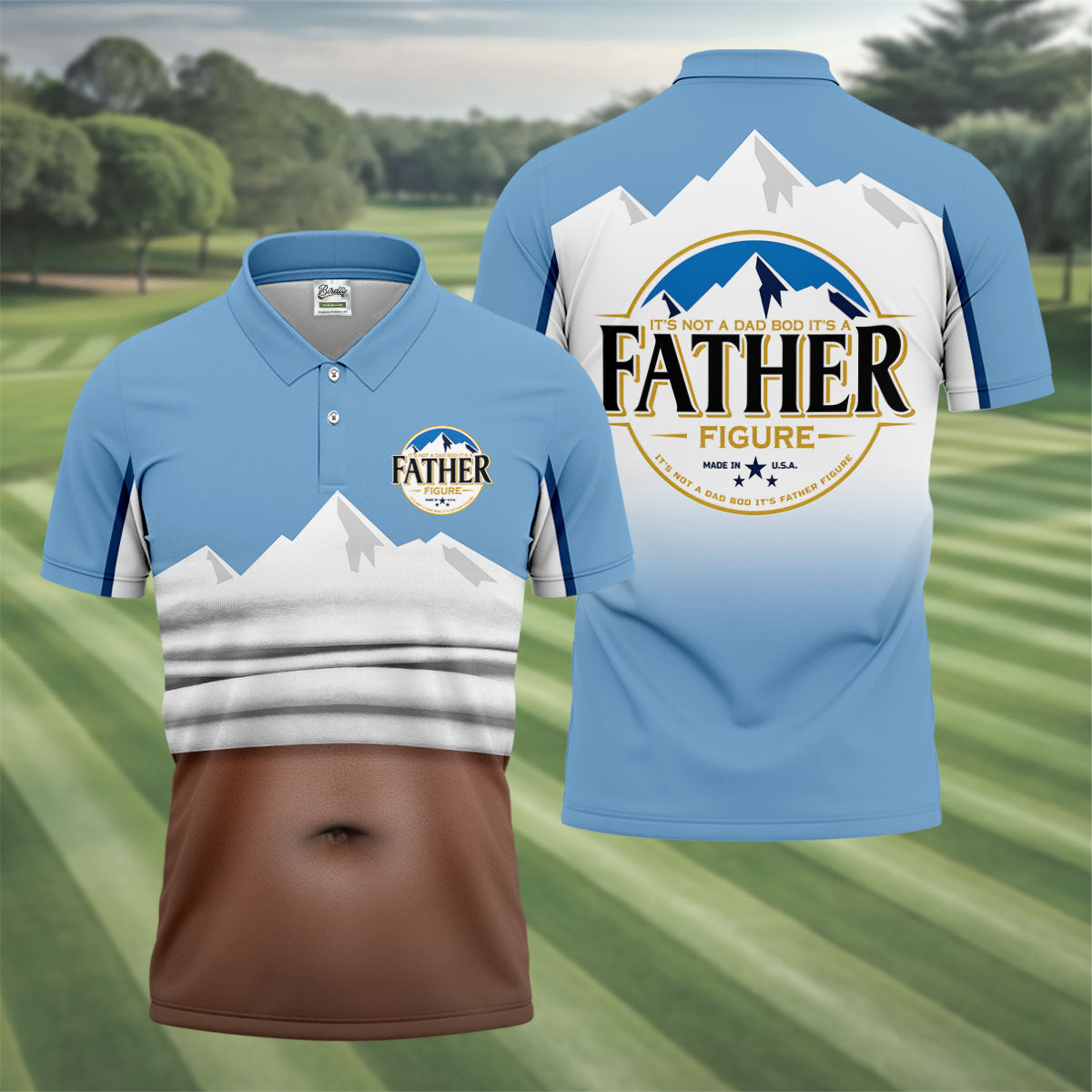 It's Not A Dad Bod It's A Father Figure Men's Funny Golf Polo Shirther's Day Golf Shirt, Golf Gift For Dad