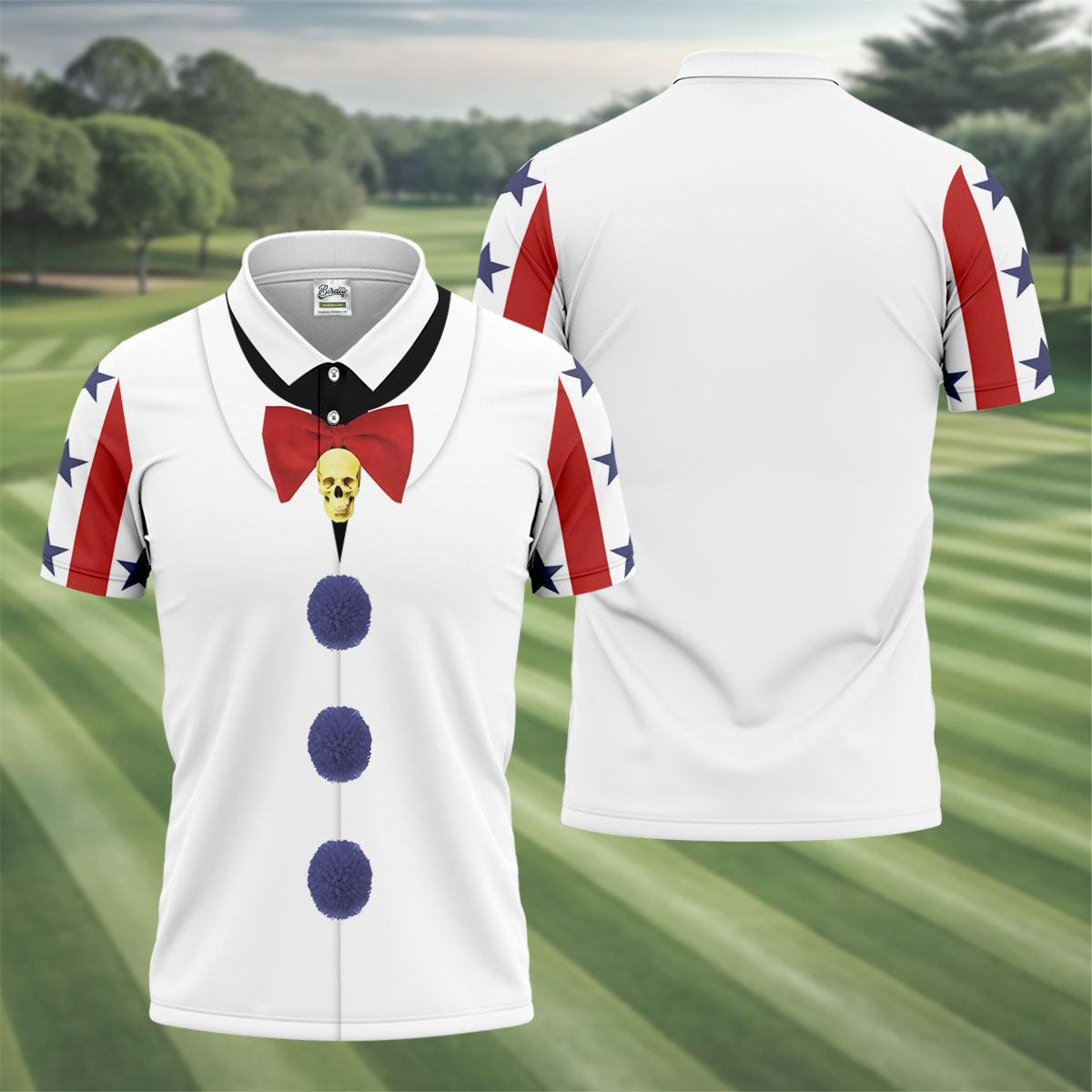 Creepy Clown Horror Cosplay Fun Golf Shirts For Men, Funny Halloween Polo ShirtFor Men, Cool Golf Gift