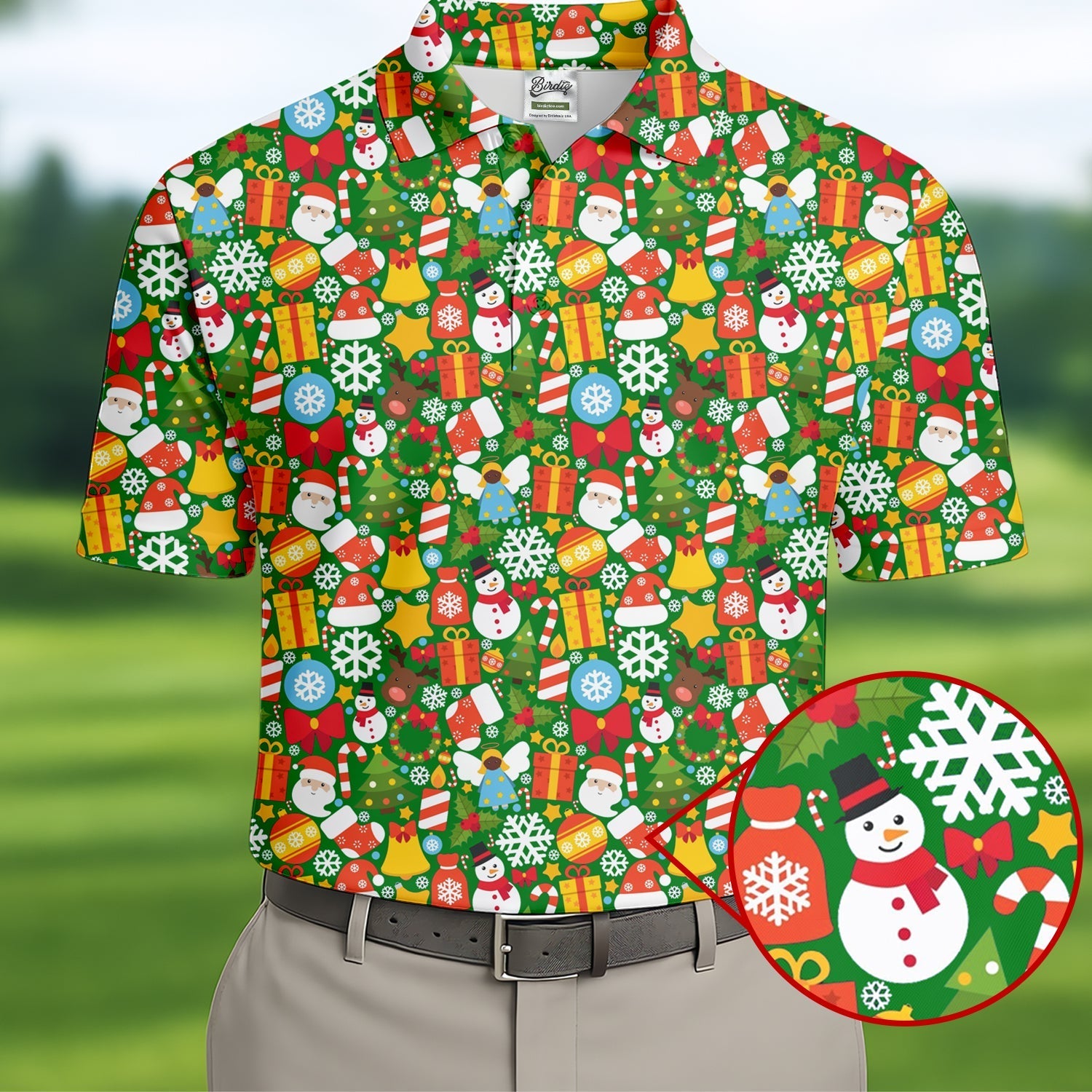Festive Christmas Green Golf Shirt, Christmas Golf Shirt, Polo ShirtFor Men, Golf Gift For Men, Golfing Apparel