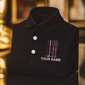 American Flag Custom Embroidered Golf Polo Shirtad Golf Gift