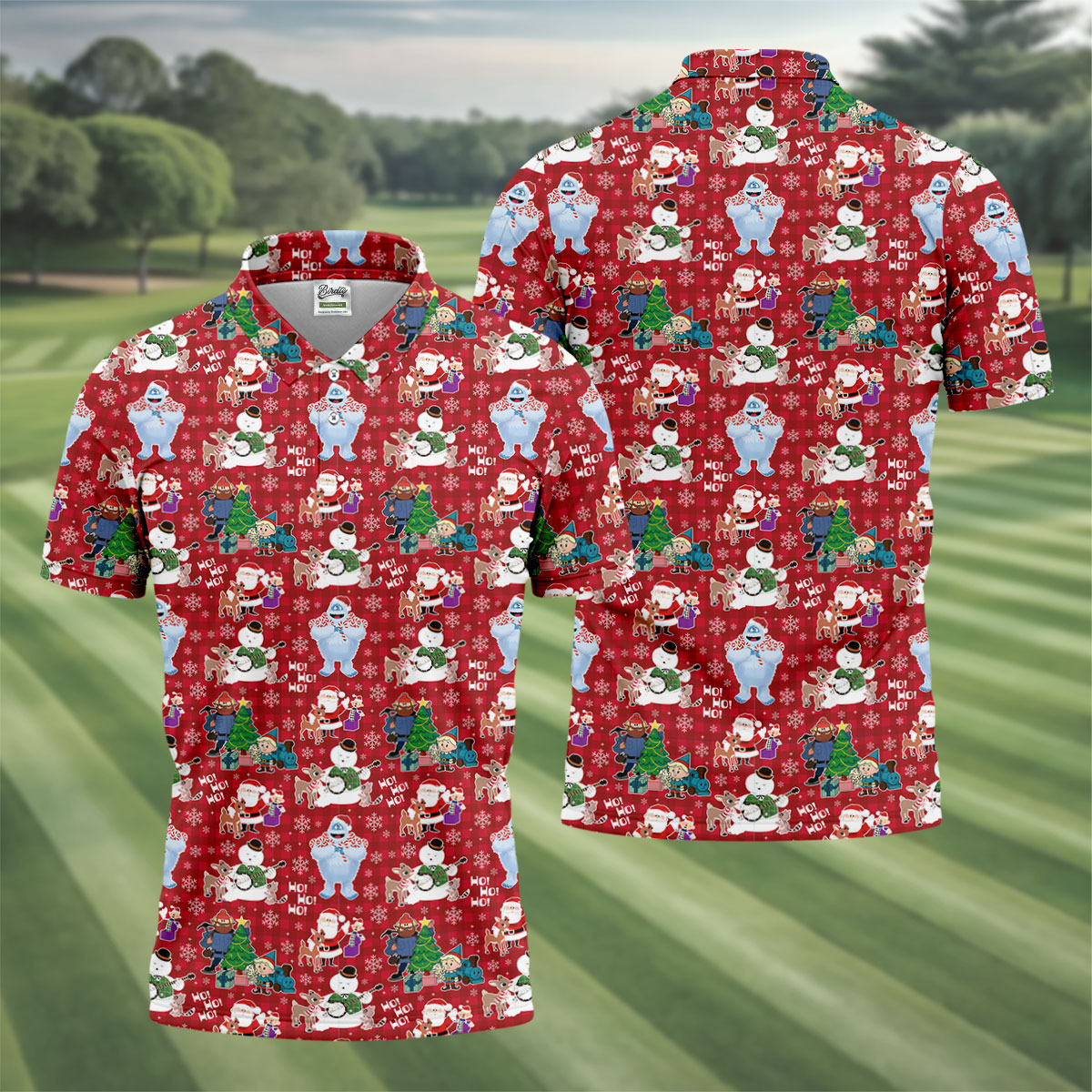 Ho Ho Ho Santa Snowman Men's Golf Polo Shirt Christmas Golf Shirt, Polo ShirtFor Men